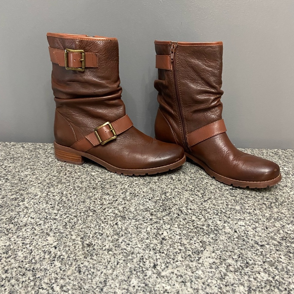 SOFFT Somers/Somers II Womens Brown Leather Ankle Boots 8.5 Buckle Straps Zipper - Picture 3 of 17